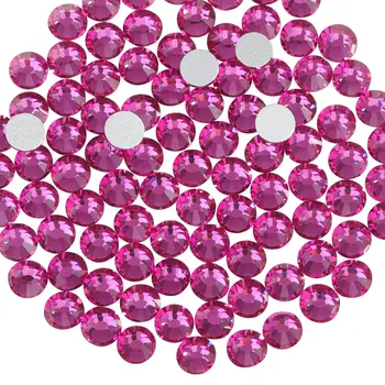 OPL Wholesale Stone Glass Fuchsia Rhinestones - Elegant Non-Hot Fix Flatback Stones Ideal for Nail Art Decorations