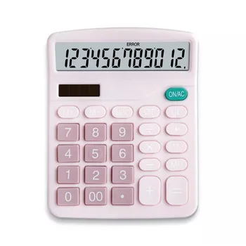 Wholesale price gift office business stationary pink calculator 12 digit dual power supply desktop fancy calculator