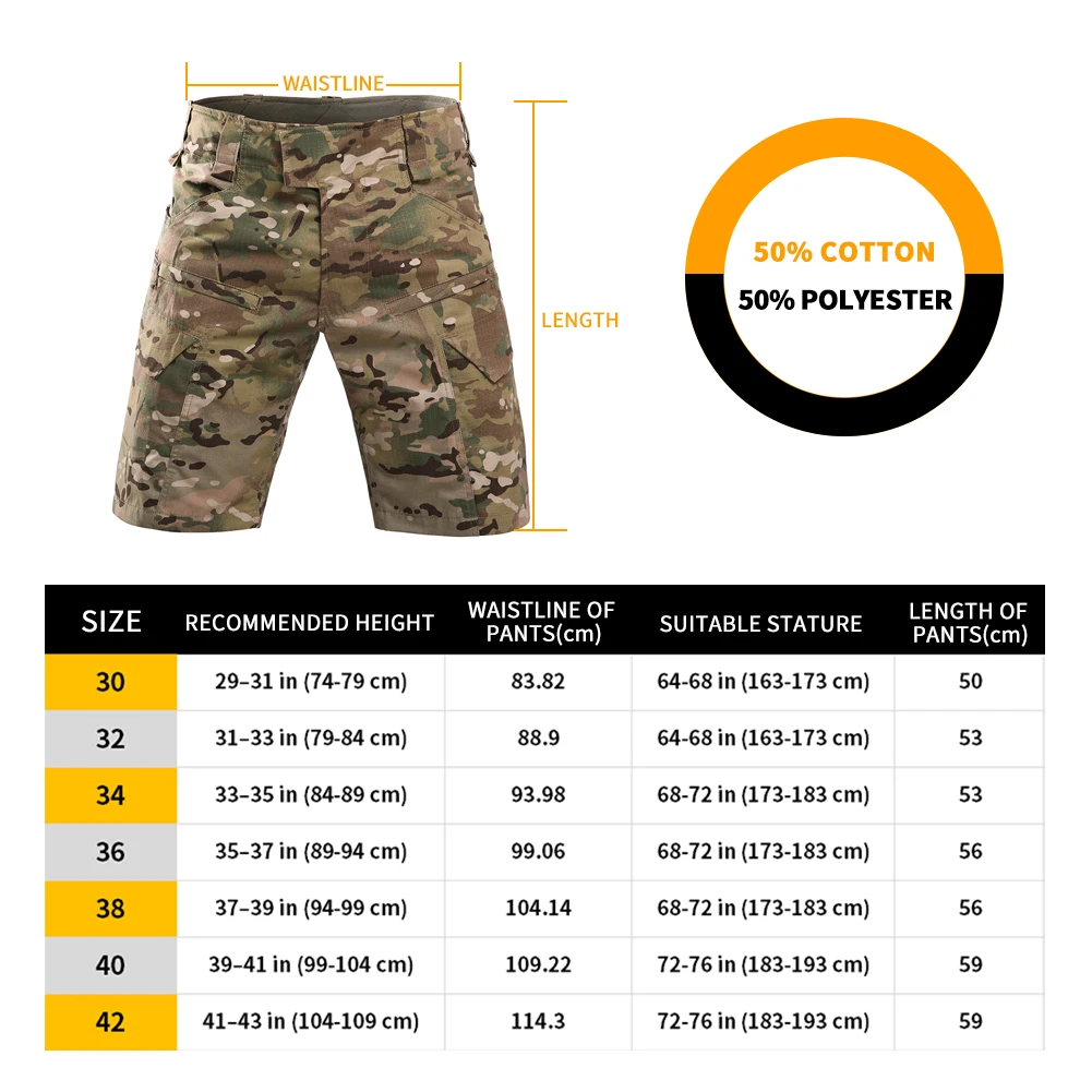 Moške hlače VOTAGOO Taktične kratke hlače Cargo Hlače za kampiranje na prostem Camo kratke hlače za moške 208_voghion.com