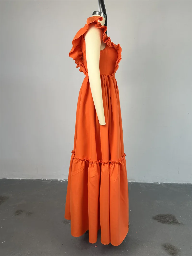 European and American Summer Dresses Women Casual Elegant Ruffle Short  Sleeve O-Neck A-line Long Maxi Dress for Ladies| Alibaba.com