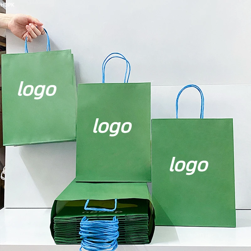 Personalized Green Branded Paper Bag With Your Own Logo Hdpk Saco De