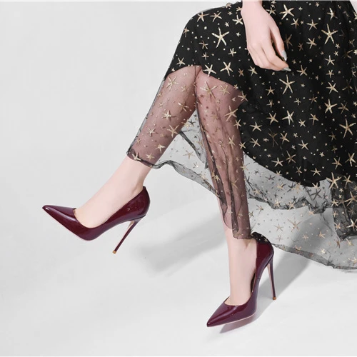 For Busy Girl TC1010 Woman's Red Wine Stiletto Heels Sandals Fashionable Pointed Toe Pumps for Summer Autumn Big Size Women's Sh