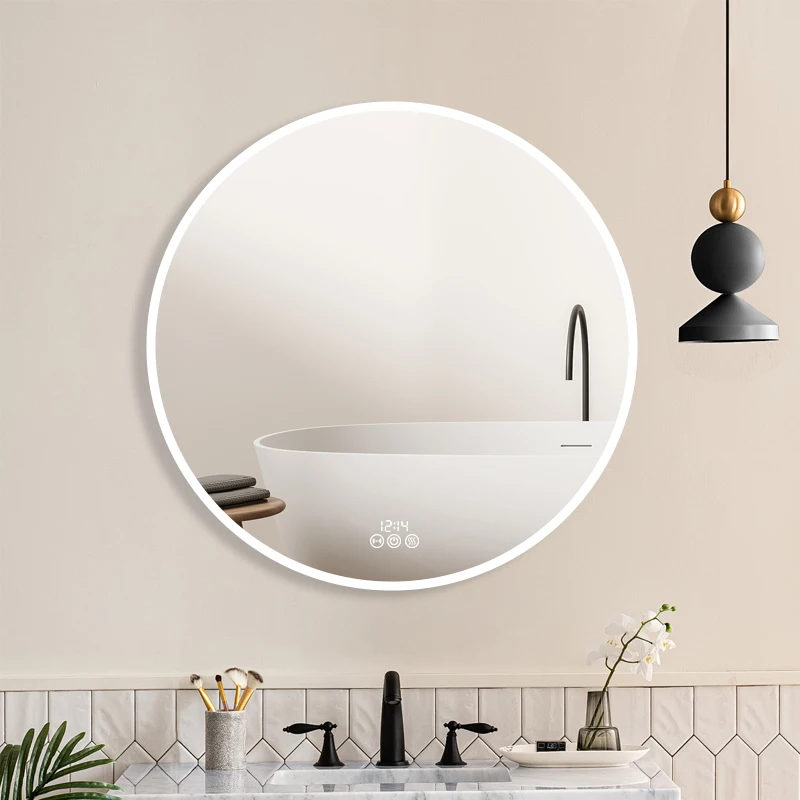 Wall Mounted LED Bathroom Mirror with Anti Fog and Adjustable Light for Hotel and Home Decoration
