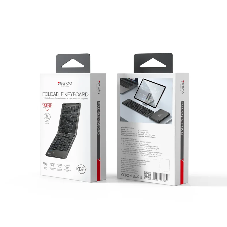 Yesido BT5.0 65 Bass Buttons Magnetic Ultra Long Battery Life BT Folding Small Keyboard