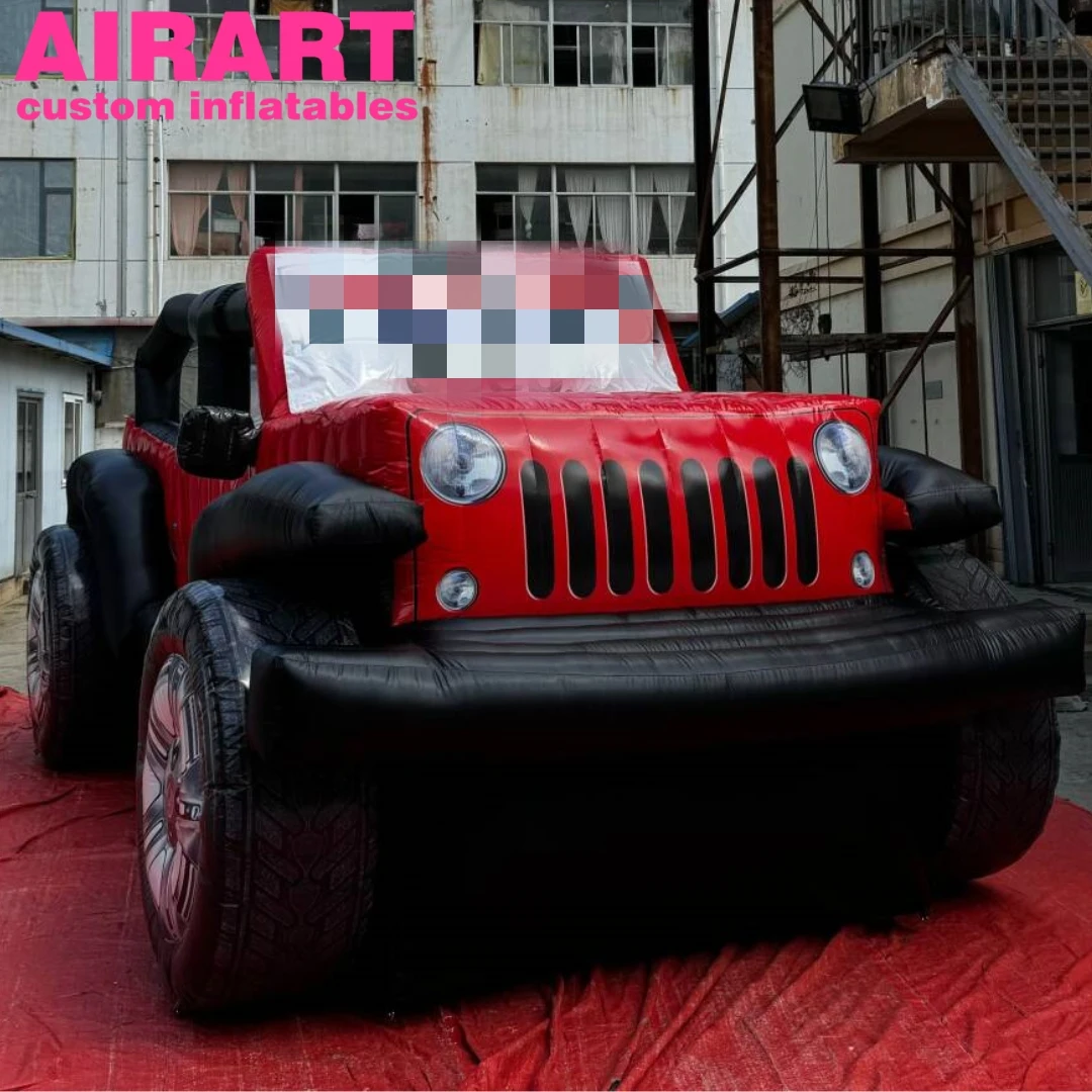 High Quality Inflatable Car Simulation Inflatable Pvc Jeep Red Color Inflatable Jeep Car
