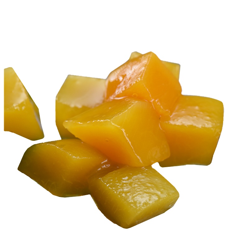 
Консервированный желтый персик в сиропе с кубиками 