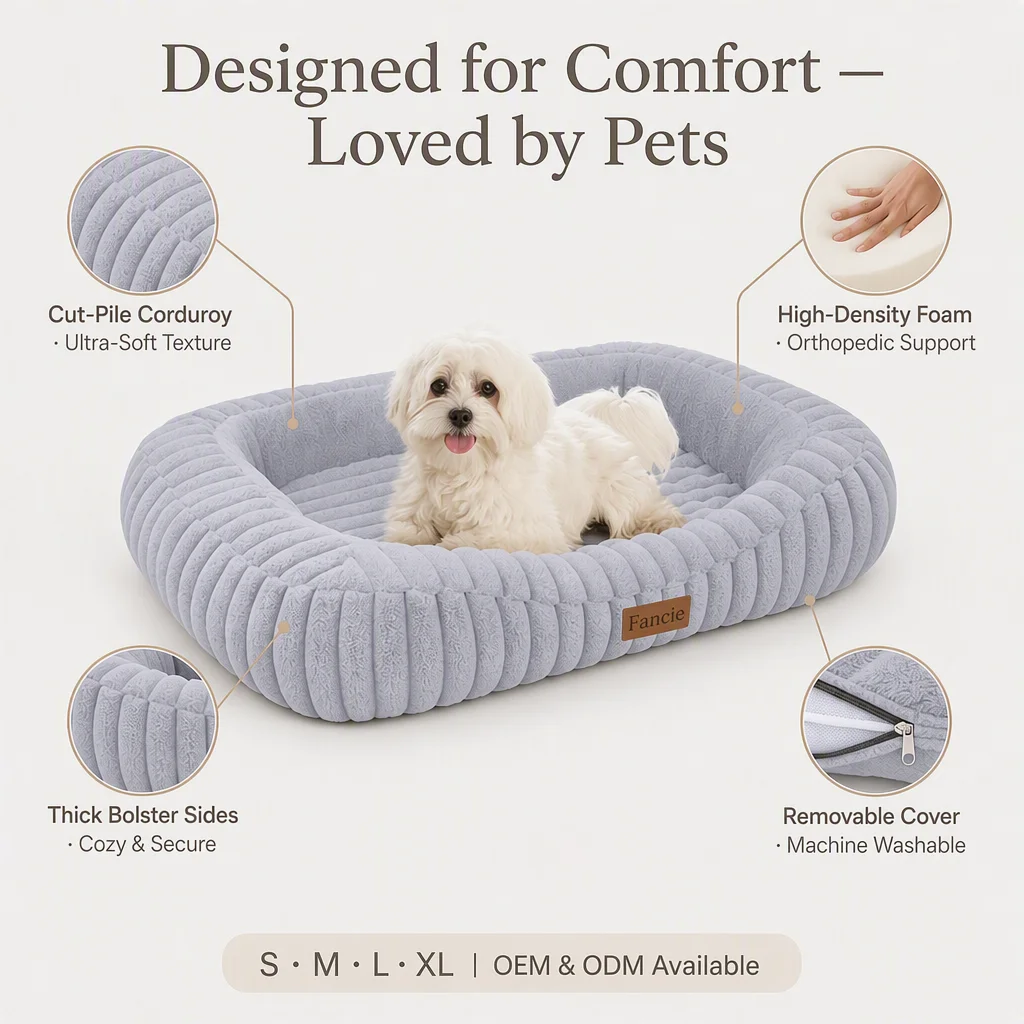 Oval Cut Pile Corduroy Pet Sofa — Product details 4