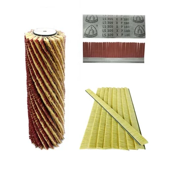 High Quality Wooden Grinding Cylinder Brush Roller with Sisal Sandpaper Strip Brush for Polishing