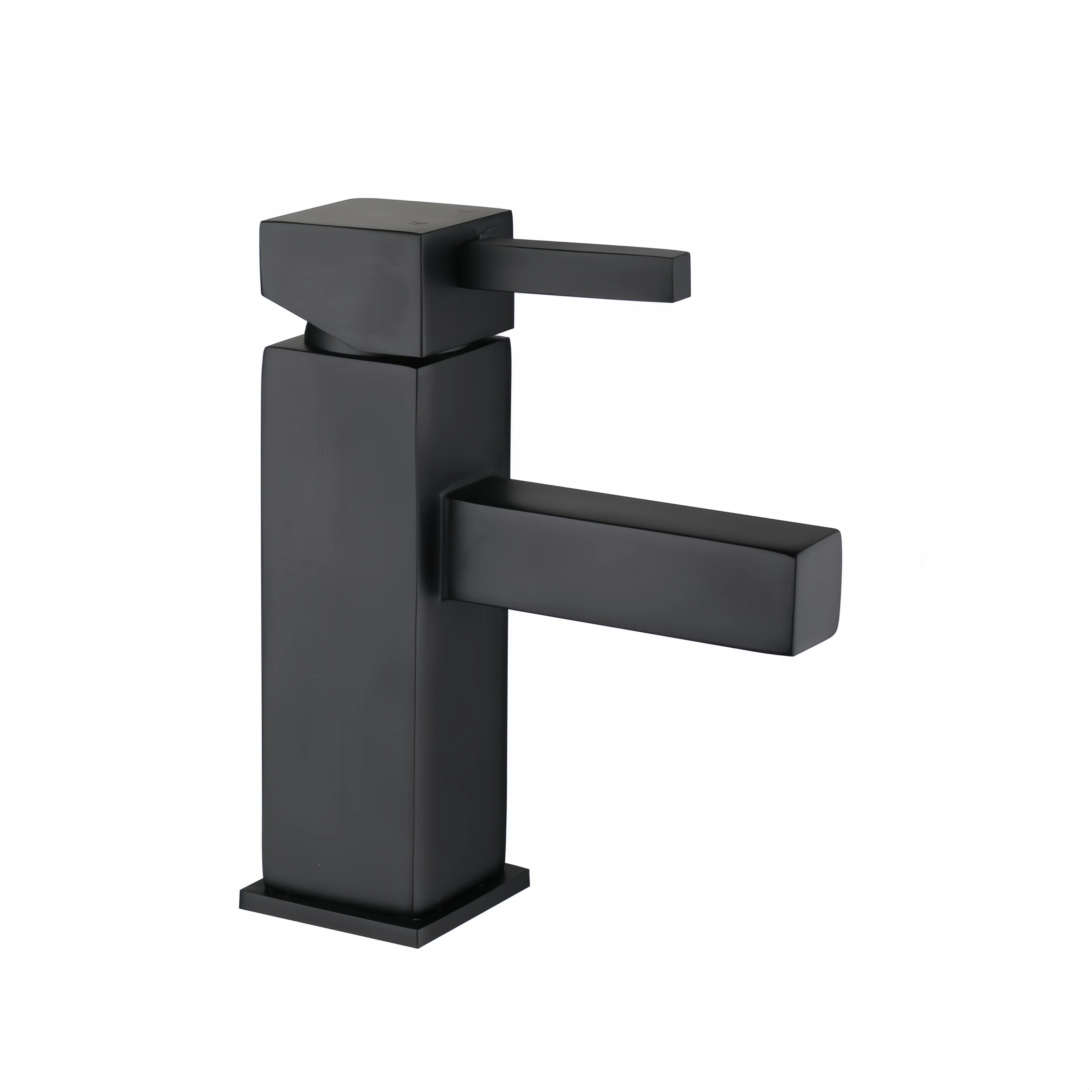 Modern Square Brass Basin Tap - Black 