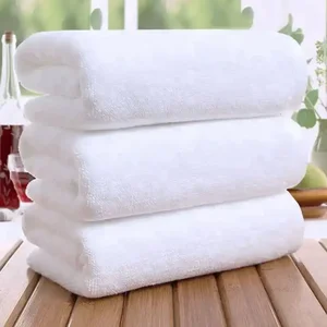 Premium 100% Cotton Hotel Towel Set - High Absorbency, Custom Brand Logo, White Bath & Hand Towels for 5 Star Hotels