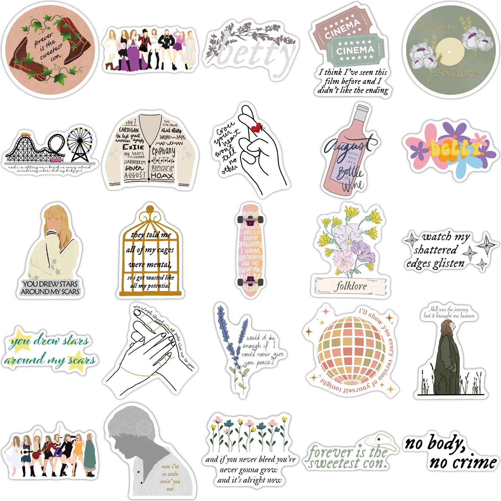 50pcs taylor swift sticker for girl