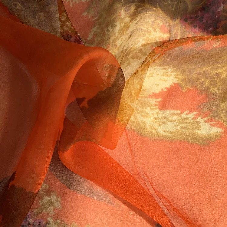 Модная Изысканная шелковая шифоновая ткань с цветочным принтом 6 мм для шарфа платья пижамы