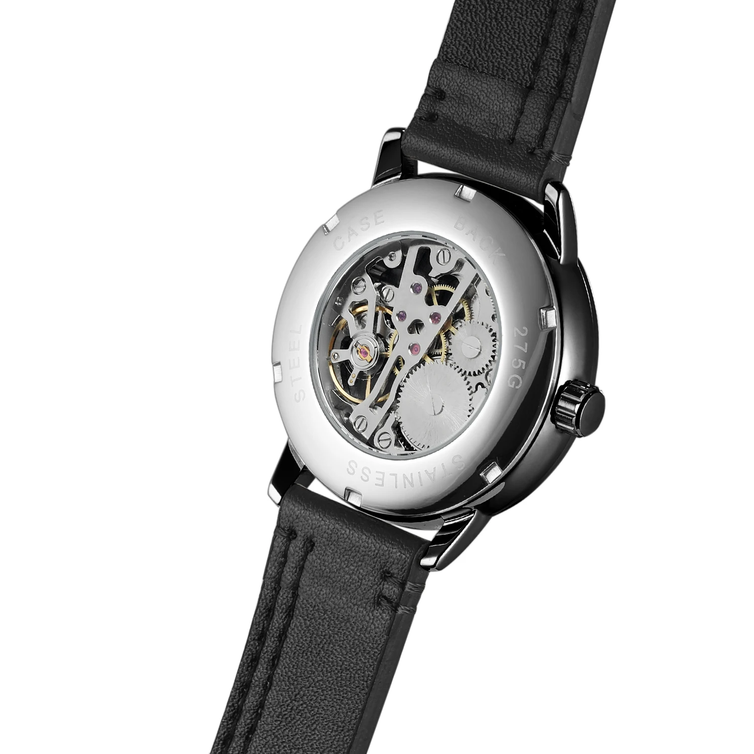 Мужские механические часы с автоматической цепью T-Winner 8165, простые деловые мужские наручные часы с маленьким циферблатом и ремешком из натуральной кожи