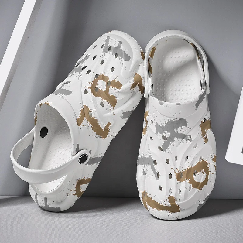 Мужские сандалии для сада и пляжа J & H, модные оригинальные босоножки из ЭВА с прорезями, обувь для дома и отдыха на открытом воздухе, Кроксы, клоги, летняя обувь