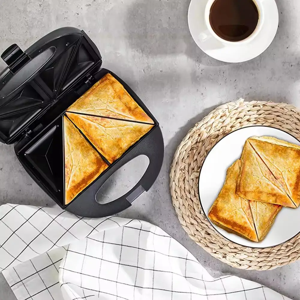2 Slice Non Stick Toaster Sandwich Maker Stand Upright for Compact Storage Different Plates Waffle Sandwich Press Grill Option