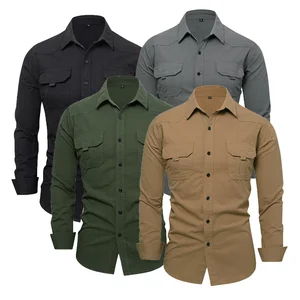 100% Cotton Comfortable Breathable Tactical Work Shirt for Men High Quality Single Breasted Casual Solid Color for Autumn