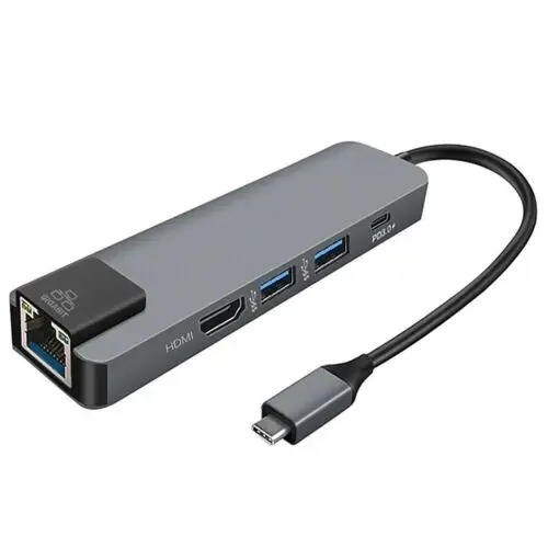 Compatible con PC / teléfonos Typc-C Lector de tarjetas SD / TF tipo C Concentrador USB C USB C a USB 3.0 USB a HDMI Adaptador 5 en 1 USB C a HDMI 4K