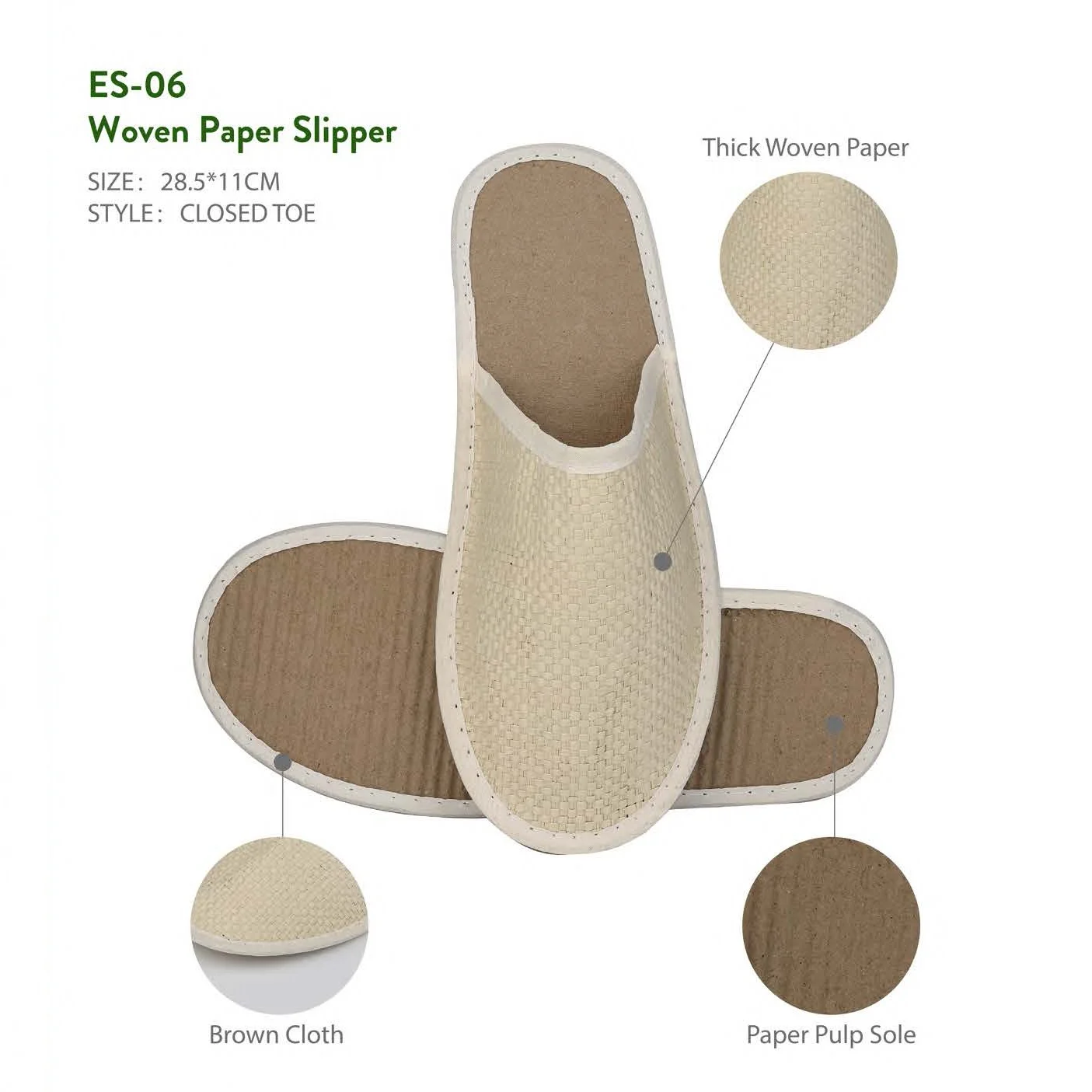 Eco Friendly Biodegradable 100% Woven Paper Custom Luxury Disposable Spa Hotel Slippers for Guests