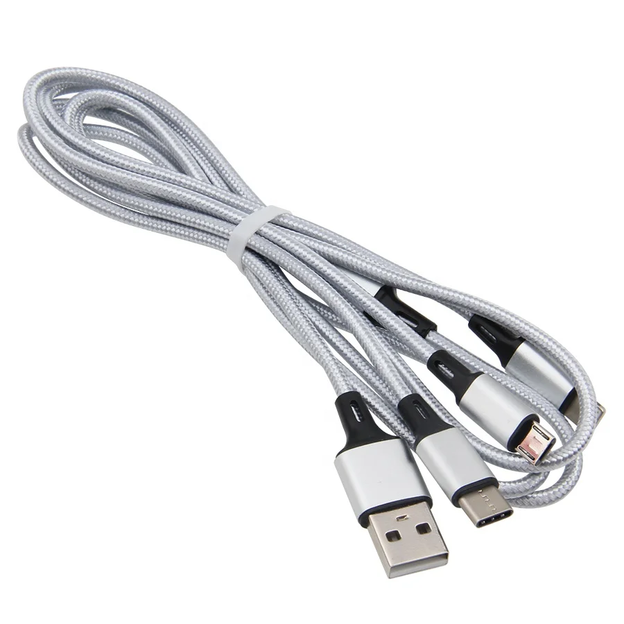 Multi USB Charging Cable 3 in 1 USB Charging Cables Line Charger for iPhone Type C Android Phone Charge Wire