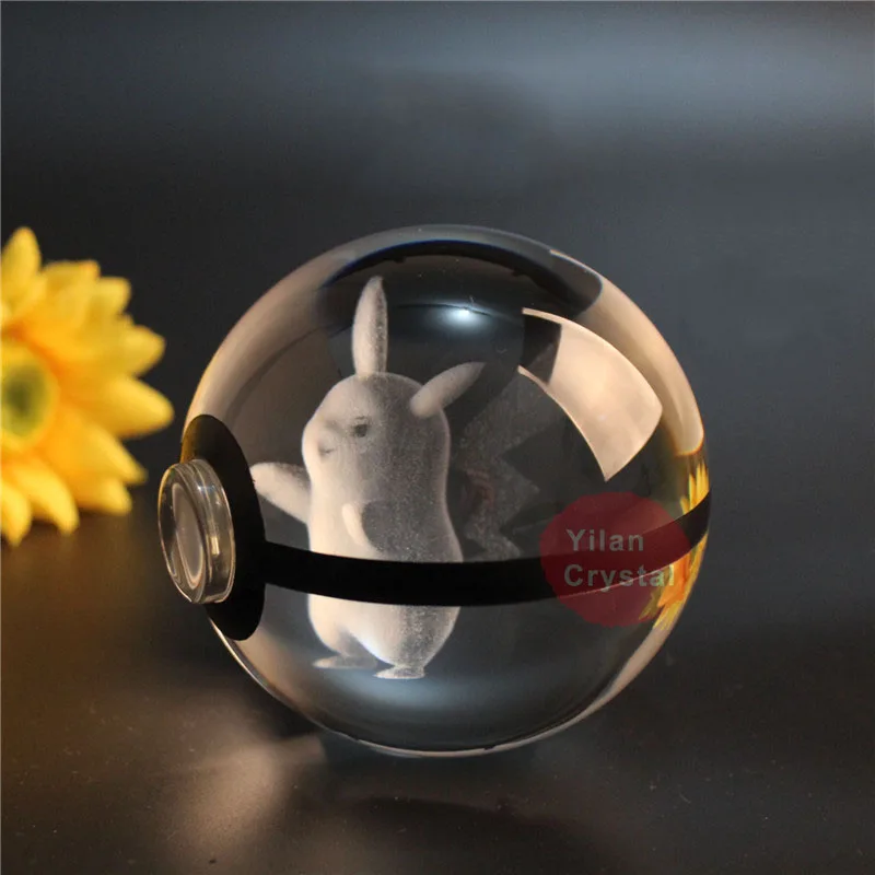 
 Самый популярный 50 мм 80 мм 3d лазерный кристалл k9 Пикачу Покемон шар светящаяся светодиодная основа для детей подарок  