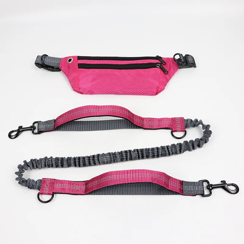 Fashion Waterproof Breathable High Quality Hands Free Bungee Sport Running Pet Dog Running  Leash With Waist Pocket Bag