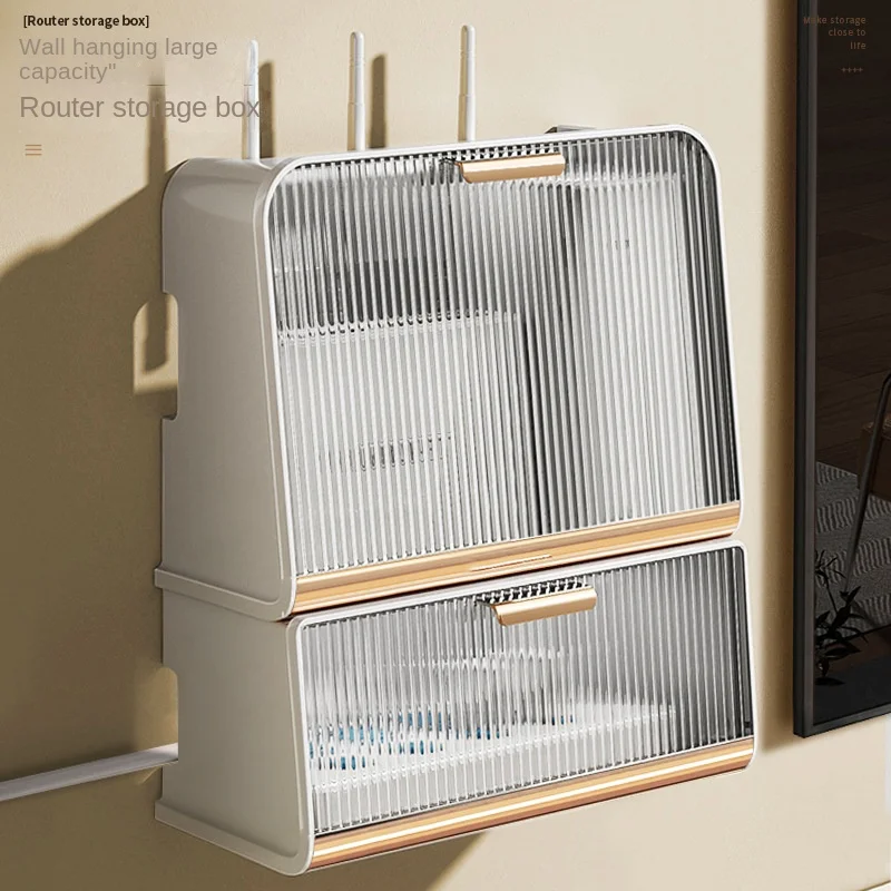 2023 New Style Desktop Socket Storage Plastic Wire TV Set Top Box Wall Hanging Rack Wifi Wireless Router Storage Box
