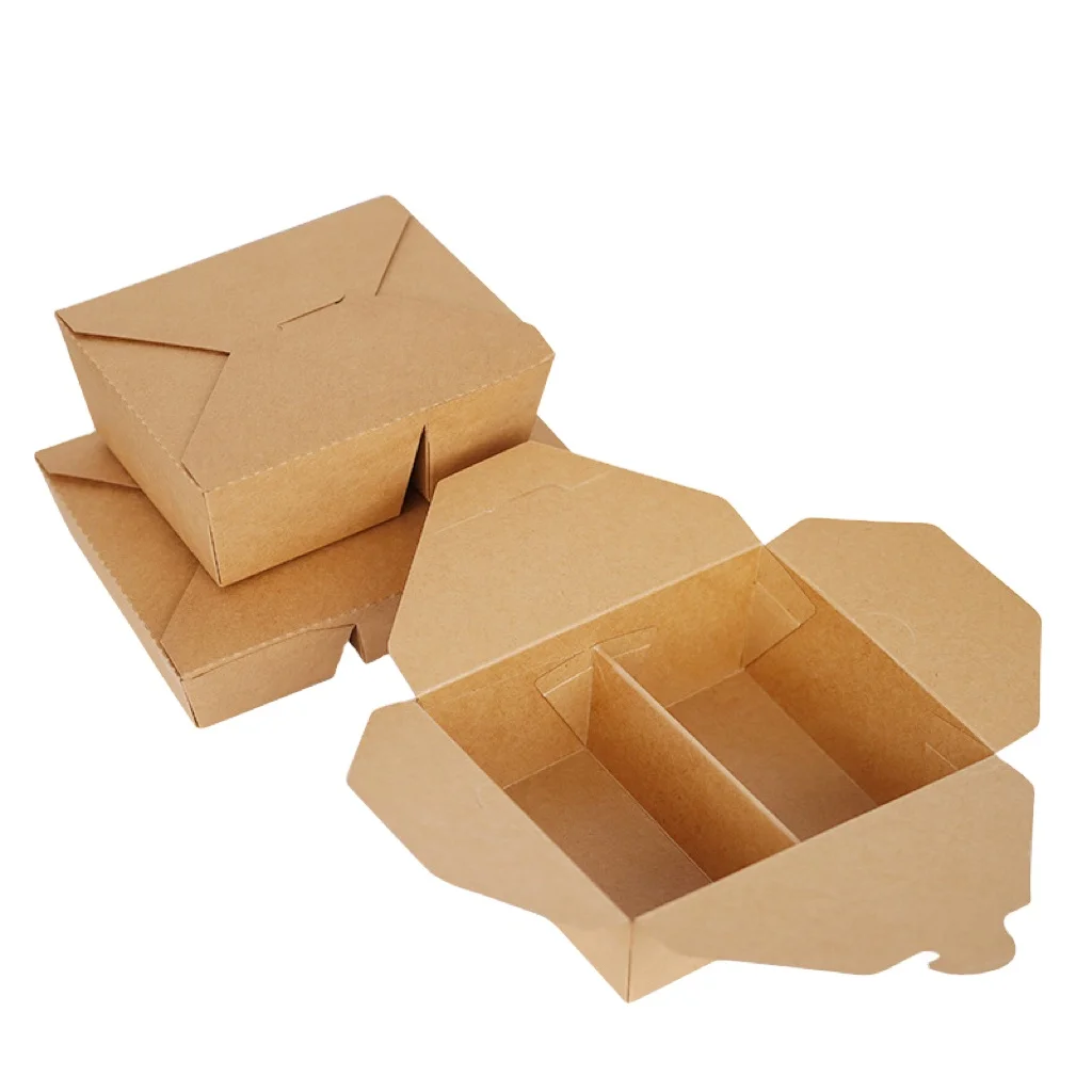 Take Away Food Packing Box Disposable Recycled Brown Kraft Food Packaging Boxes Takeaway Kraft