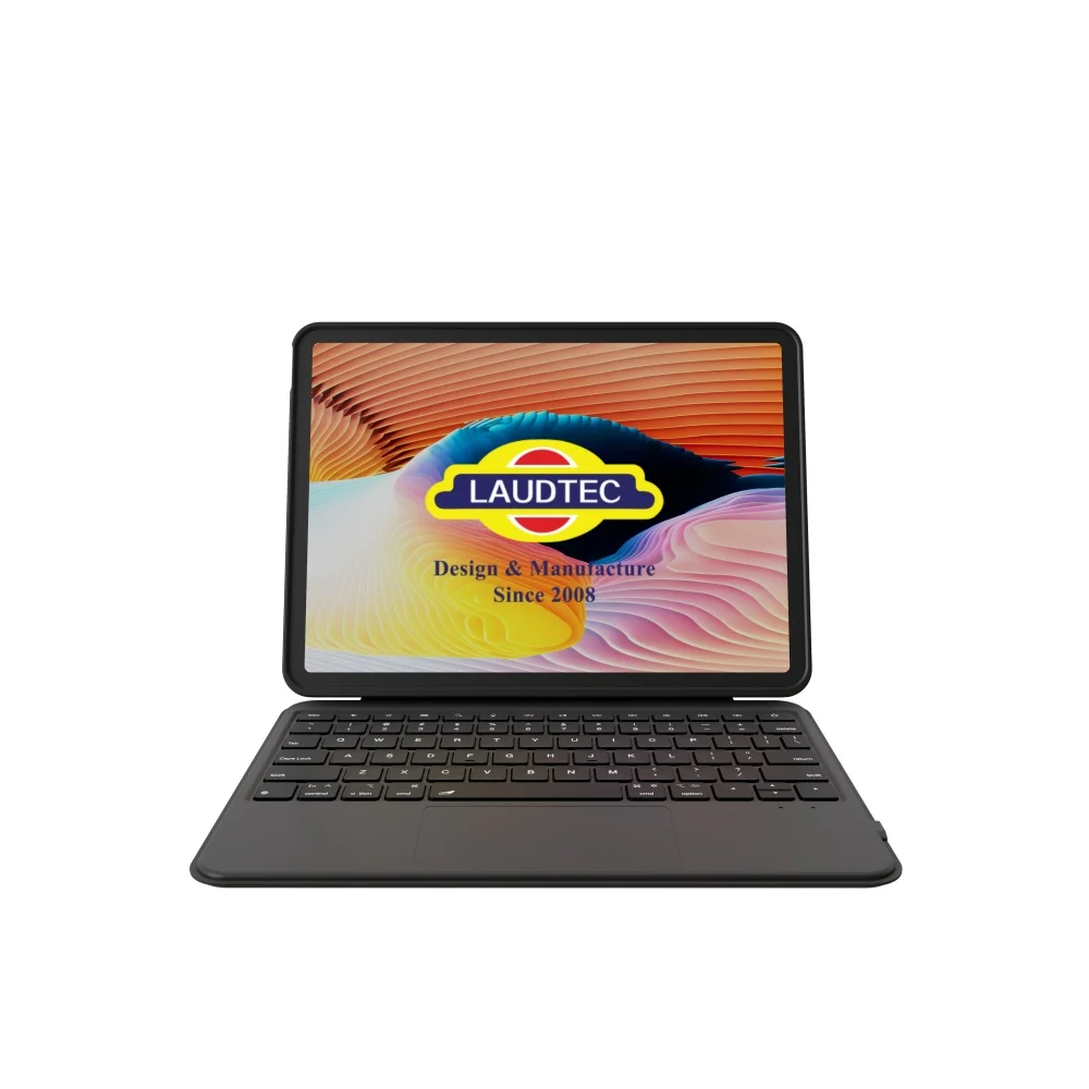 Funda teclado Laudtec nueva desmontable de tamaño completo con retroiluminación RGB y conector magnético inteligente USB-C para iPad Air de 11 pulgadas ligera