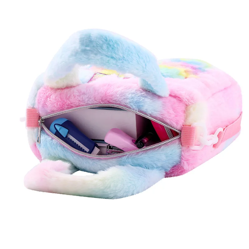 Girl's Cute Colorful Plush Unicorn Travel Tour Handbag, Outdoor Students  Large Capacity Crossbody Shoulder Bag - Temu