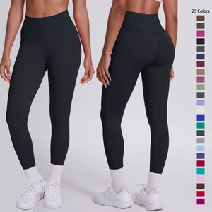 New Solid Color High Waist Peach Butt Seamless Yoga Pants for Women Breathable Fitness Leggings