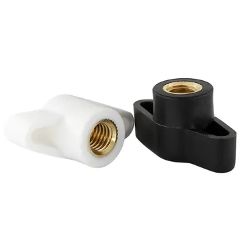 10-Pack 2-Inch Black Plastic 3-Prong Wing Nut Knob 1/4-20 Thread Brass Insert - Easy Grip T-Track Clamping Knobs