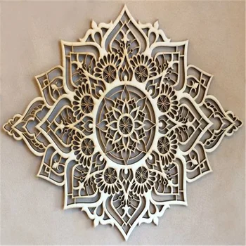 Mandala Wood Home Decor Moroccan Indian Wall Art Boho Ethnic Housewarming Wall Hanging Sacred Geometry Yoga Art