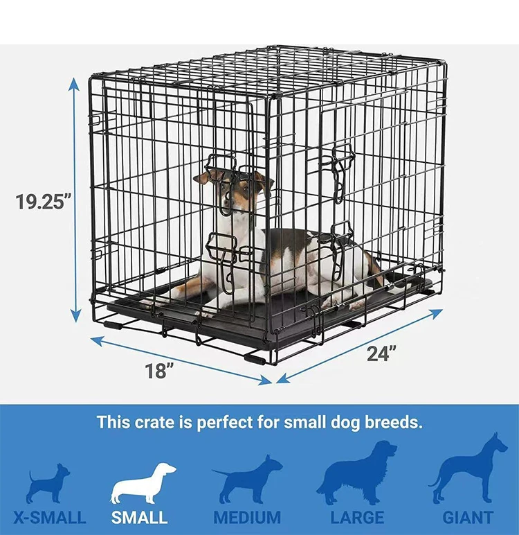 Metal Dog Cage Crate Kennel Foldable With Removable Tray Cages Animal ...