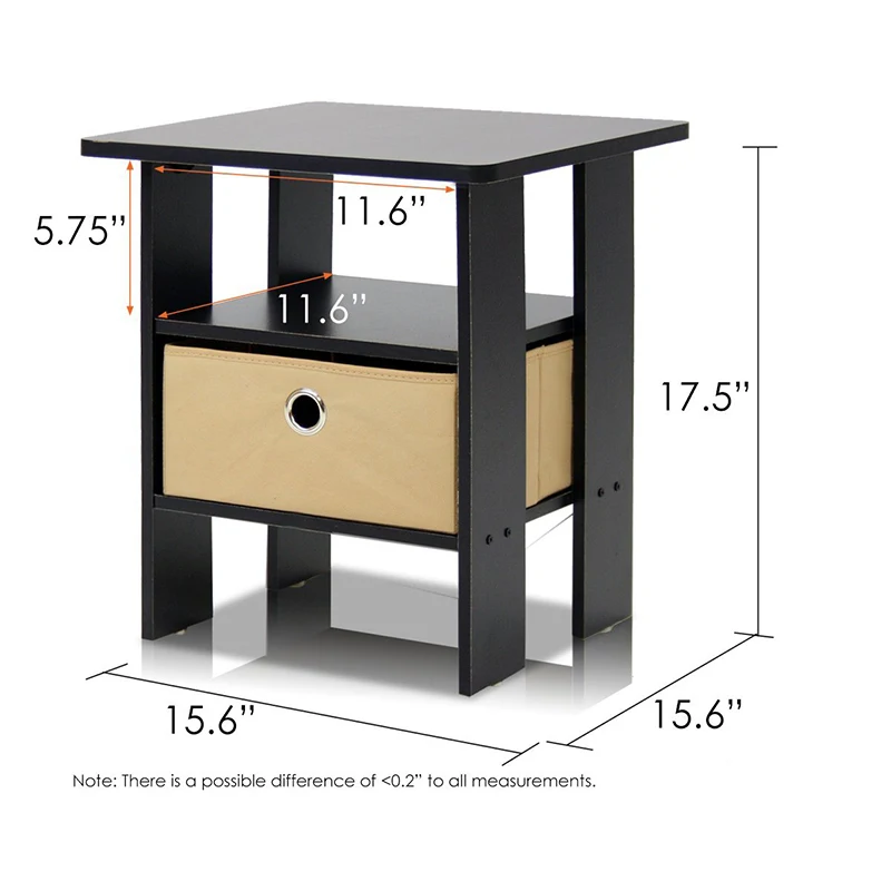 Modern Design Bamboo Nightstand with Drawer Black Wood Night Stand Bedside Table Bamboo Bedside Table for Bedroom Furniture