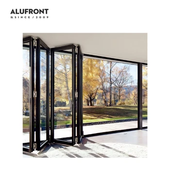 Residential Thermal Break Aluminum Bi-Fold Door Aluminum Alloy Glass Patio Exterior Accordion Doors for Villas