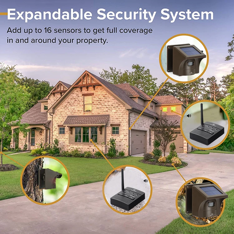 Long Range Outdoor Pir Motion Sensor Security Solar Alarm System