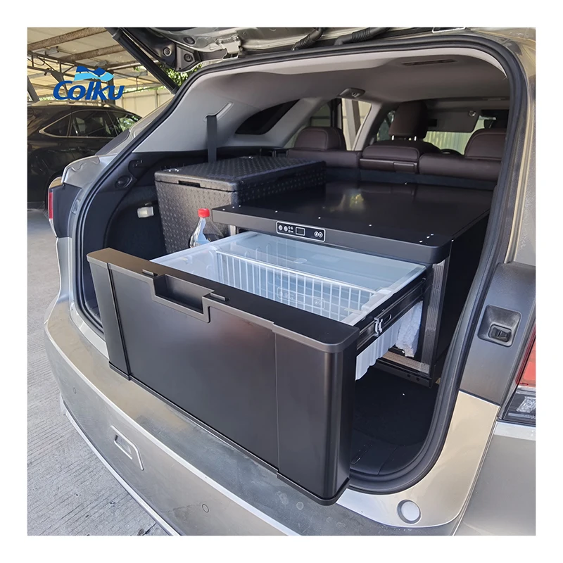 New Design Colku 40L Rv Fridge Small Mini Car Truck Drawer Fridge 12V DC Compressor Freezer Car Refrigerator