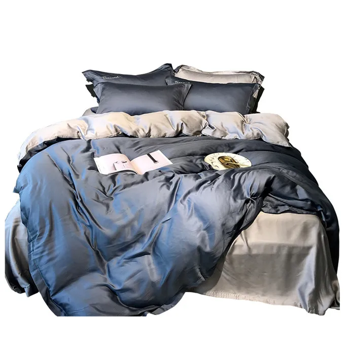 grey bed sheets and pillowcases