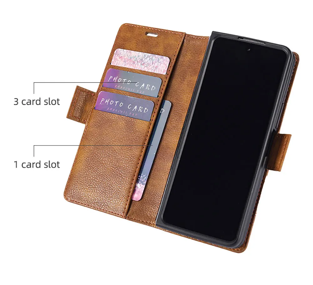 product laudtec with wallet card slot stand phone cases for samsung z fold 7 6 leather shockproof business back cover customized sjk1061-5