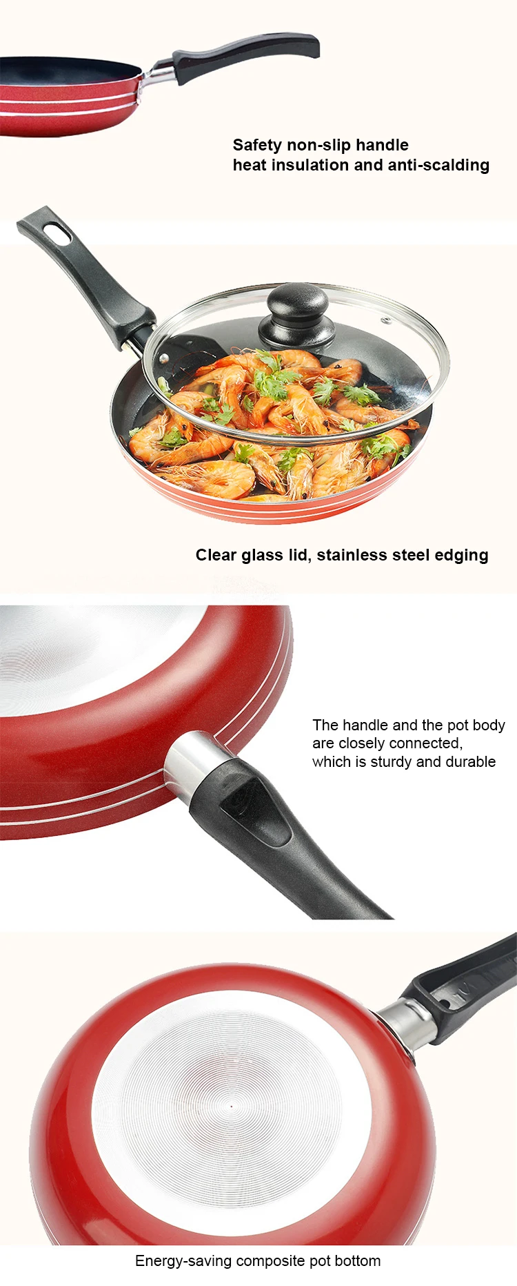 Full Size Frypan Aluminum Pan Induction Nonstick Fry Non Stick Egg