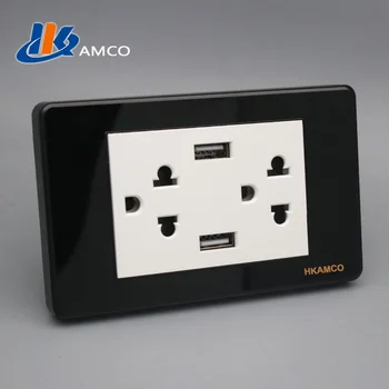 black colour glass mater 2x  USB and  socket