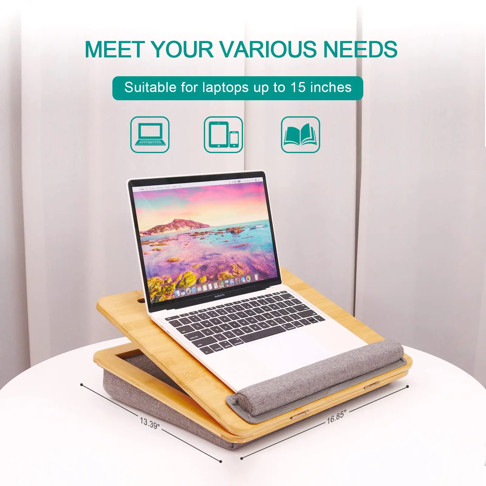 2023 Bamboo Laptop Desk With Soft Cushion Portable Lap Desk With Pillow ...