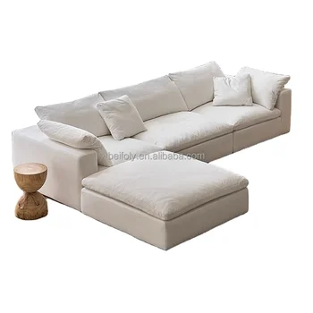 Modular Fabric L I Shape Corner Couch Sofa Left Chaise Lounge White Velvet Modern Sectional Sofa Bed
