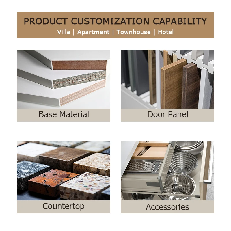 Luxury Apartment Project Wood Veneer Laminate Modern Complete Set Kitchen Cabinets with Faucet High End Kitchen Furniture