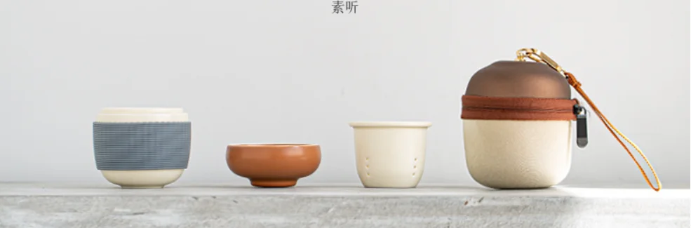 Cute Pine Cone Travel Ceramic Tea Set Portable Kungfu Tea Set for Travel Office Home