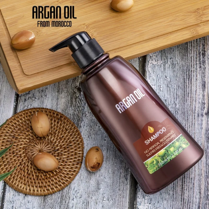 Morocco Argan Oil Hair Shampoo with argan oil keratin fatty acids proteins for hair loss prevention making hair smoother softer