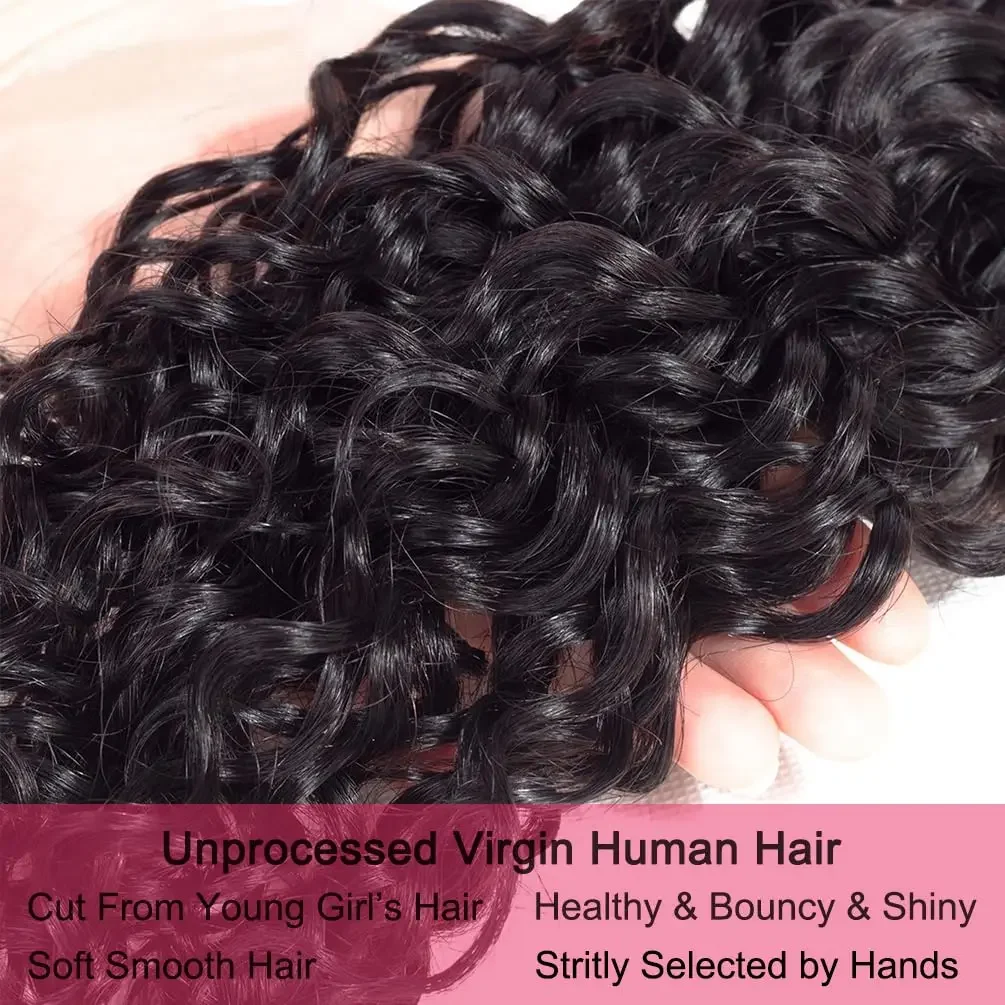 Pacchetti di capelli brasiliani, pacchetti di capelli umani Water Wave, pacchetti di capelli ricci Water Wave di colore naturale, intrecci di capelli spessi_voghion.com