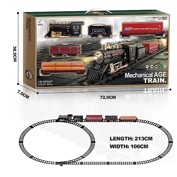 Jinming Smart Electric Smoking Track Train Rail Train Toys with Light and Music Simulate Classic Plastic Toy