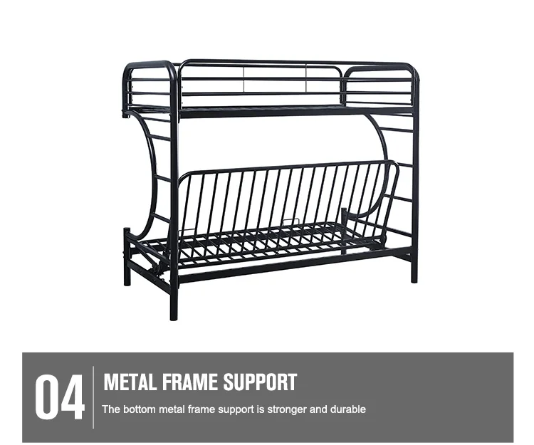Folding Metal Bunk Bed Frame Space Saving Triple Metal Sofa Bed Day Bed