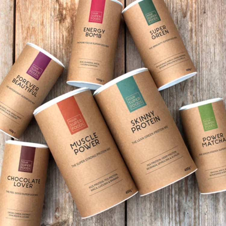 Biodegradable Eco Friendly Powder Container Tea Coffee Bean Oats Paper Cylinder Round Tube for Food Packaging
